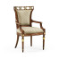 Medium Walnut Armchair upholstered in COM None distressing