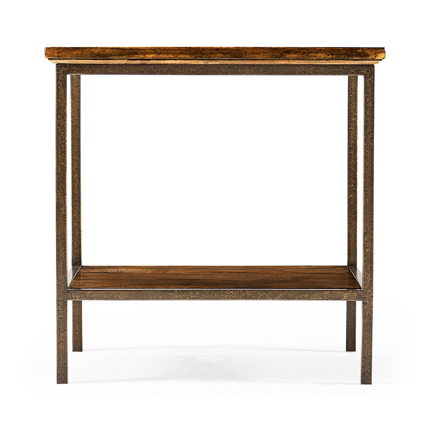 Country Walnut Square End Table with Iron Base