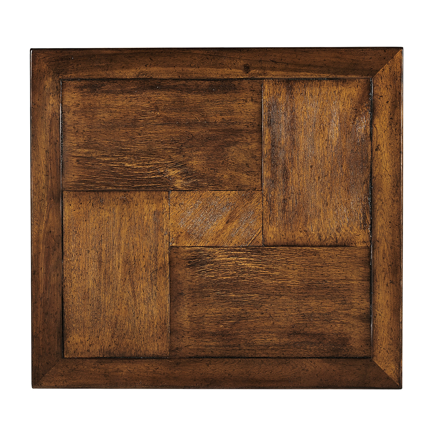 Country Walnut Square End Table with Iron Base