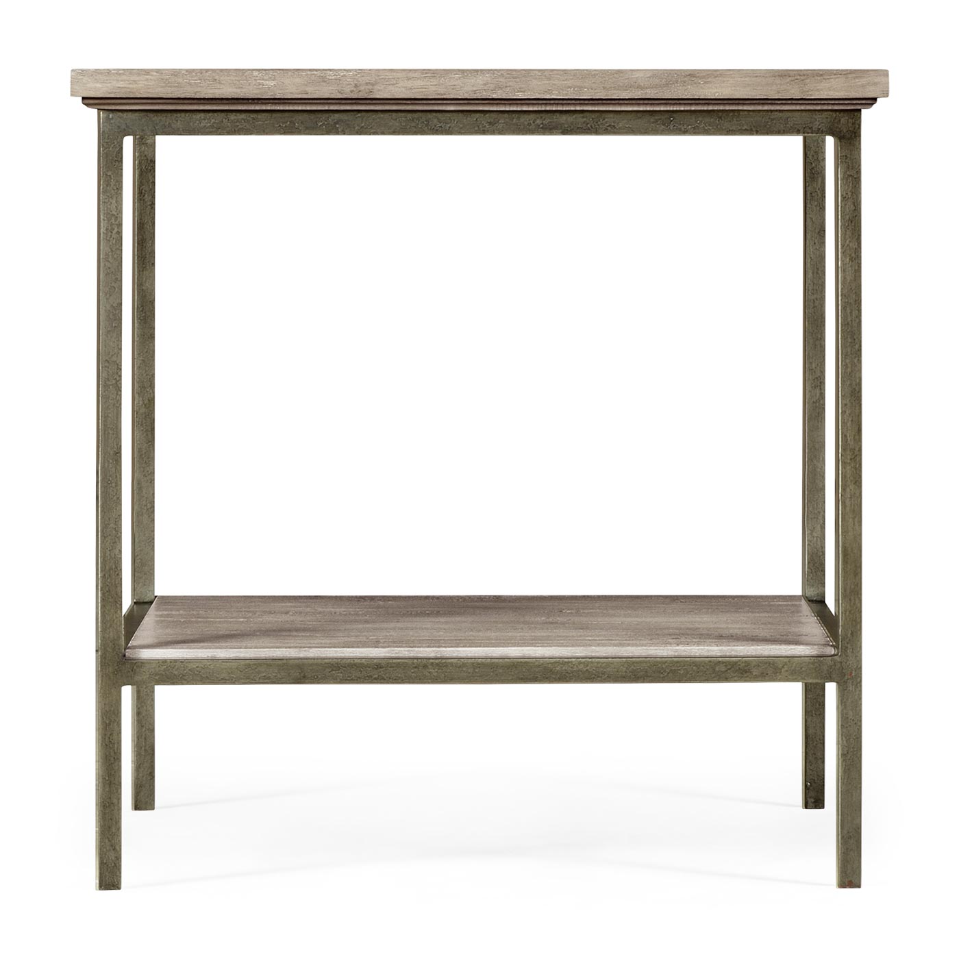 Rustic Grey Square End Table with Iron Base