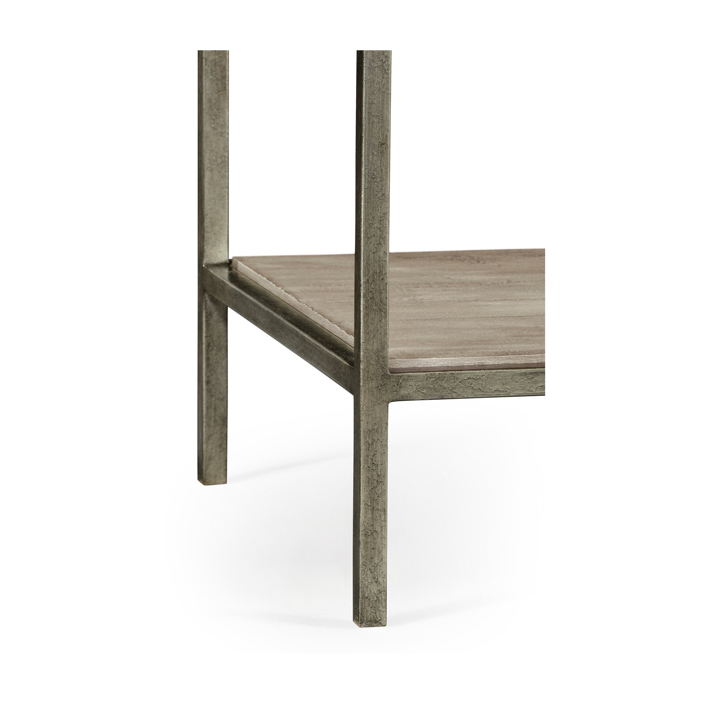 Rustic Grey Square End Table with Iron Base