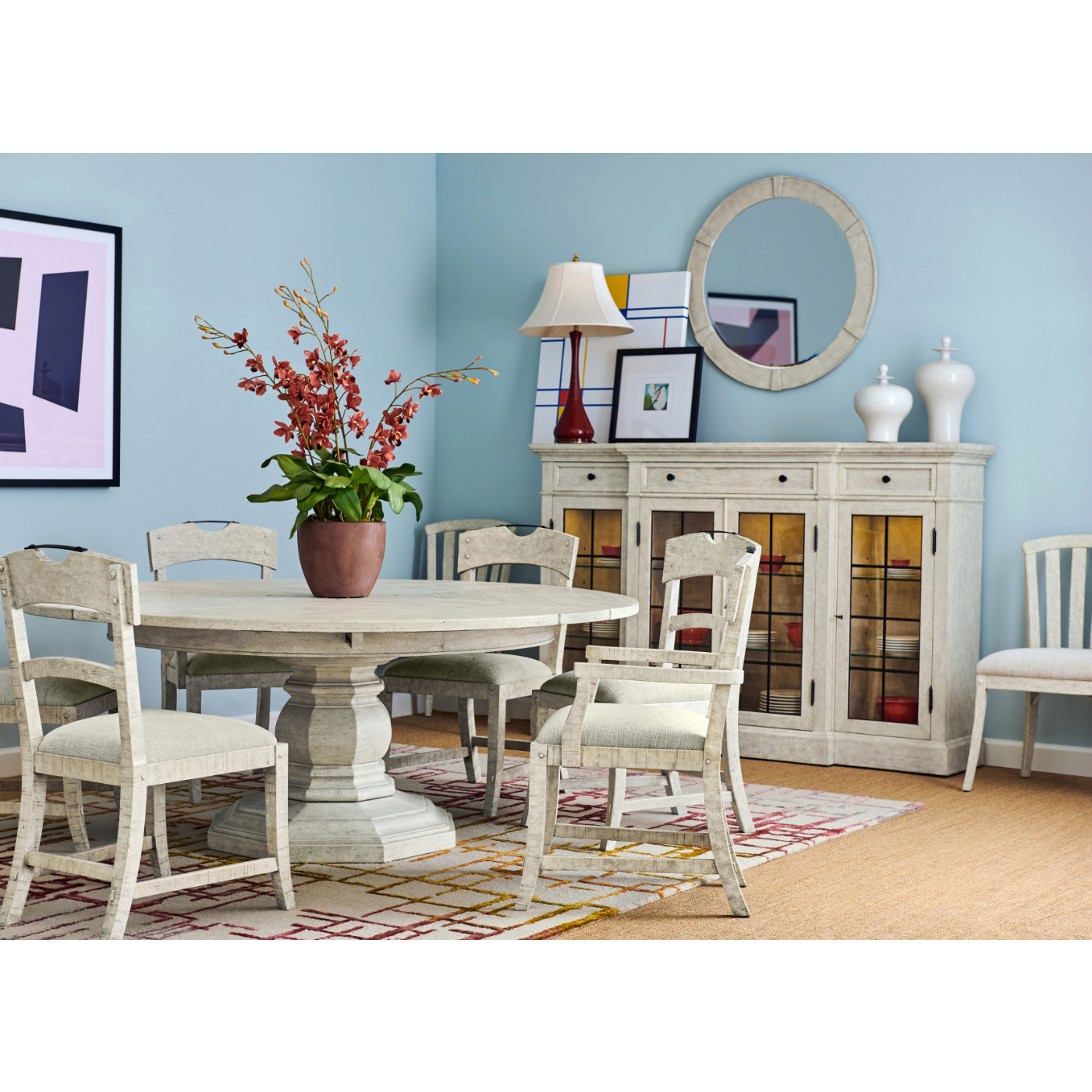 Country Walnut Round Mirror