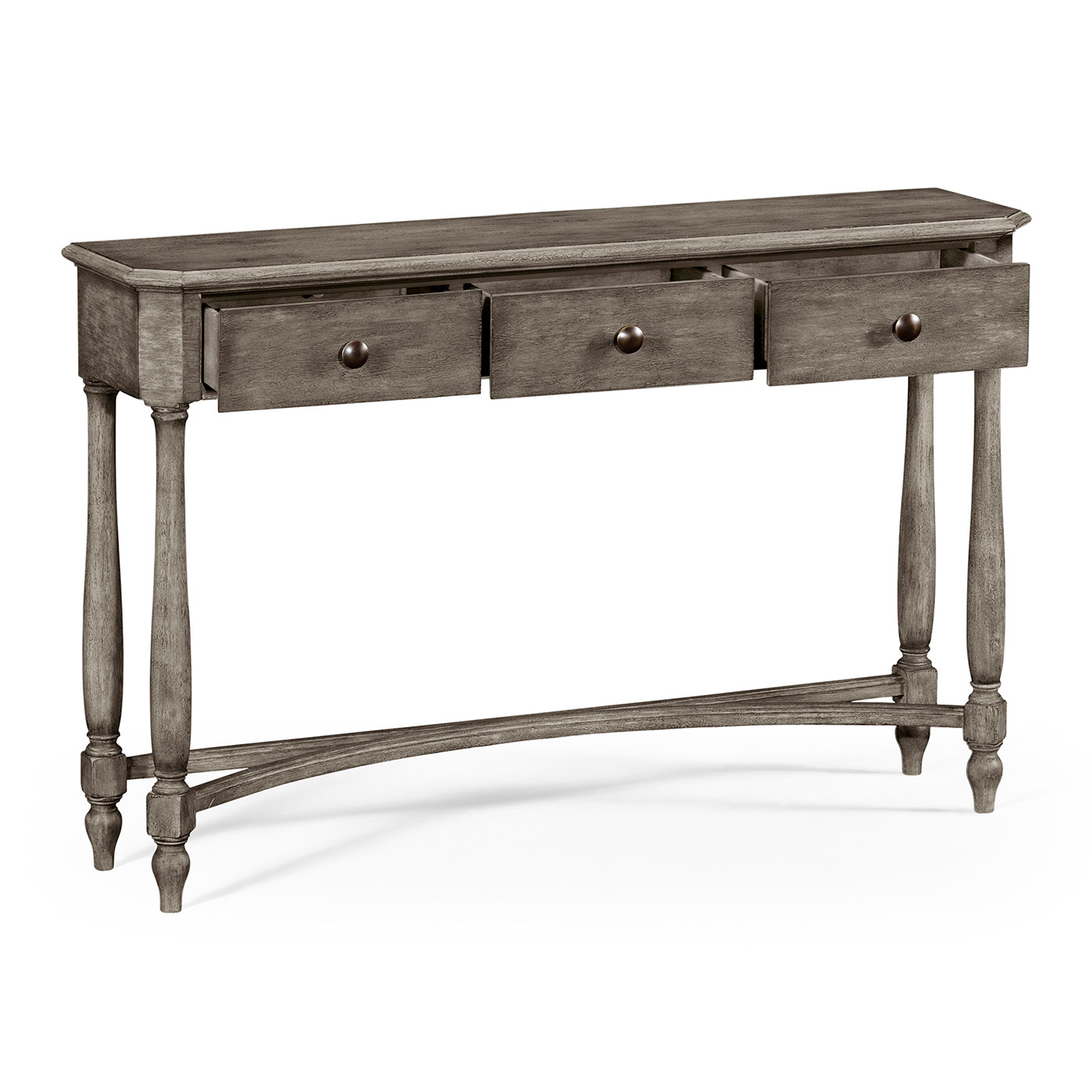 Antique Dark Grey Three Drawer Large Console Table