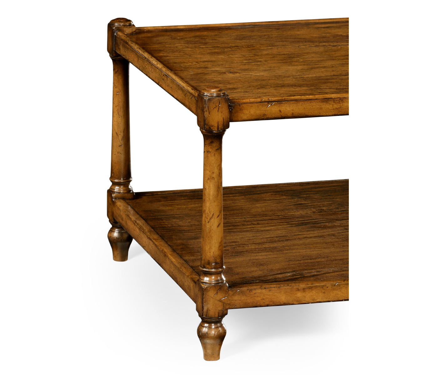 Country Walnut Rectangular Coffee Table with Magazine Rack