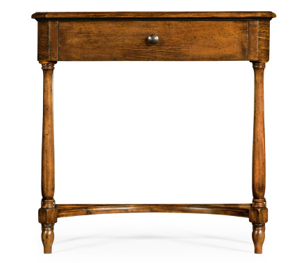 Country Walnut Small Console Table with Drawer