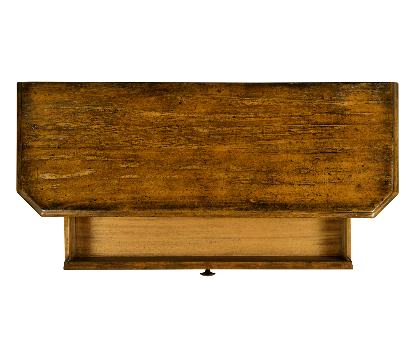 Country Walnut Small Console Table with Drawer