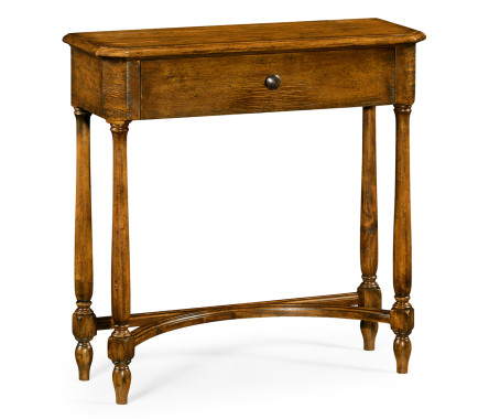 Country Walnut Small Console Table with Drawer