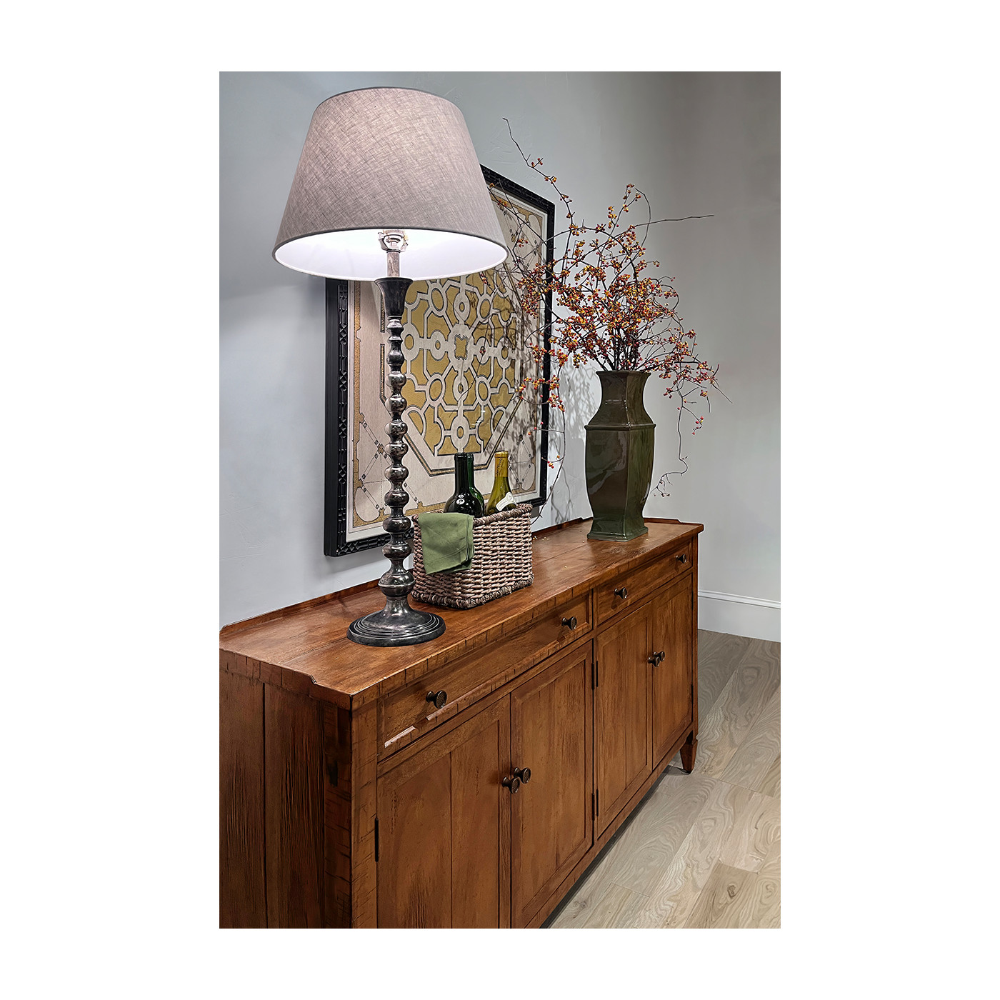 Casual Dark Driftwood Four Door Sideboard