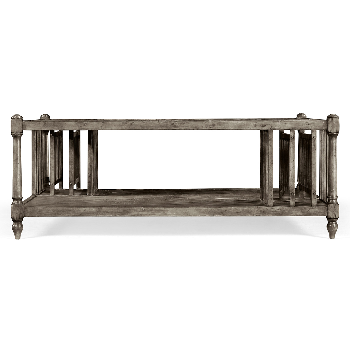 Antique Dark Grey Square Coffee Table with Magazine Rack