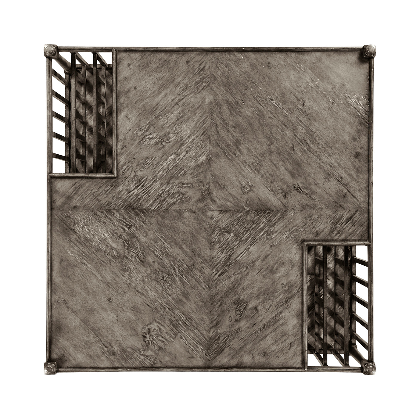 Antique Dark Grey Square Coffee Table with Magazine Rack