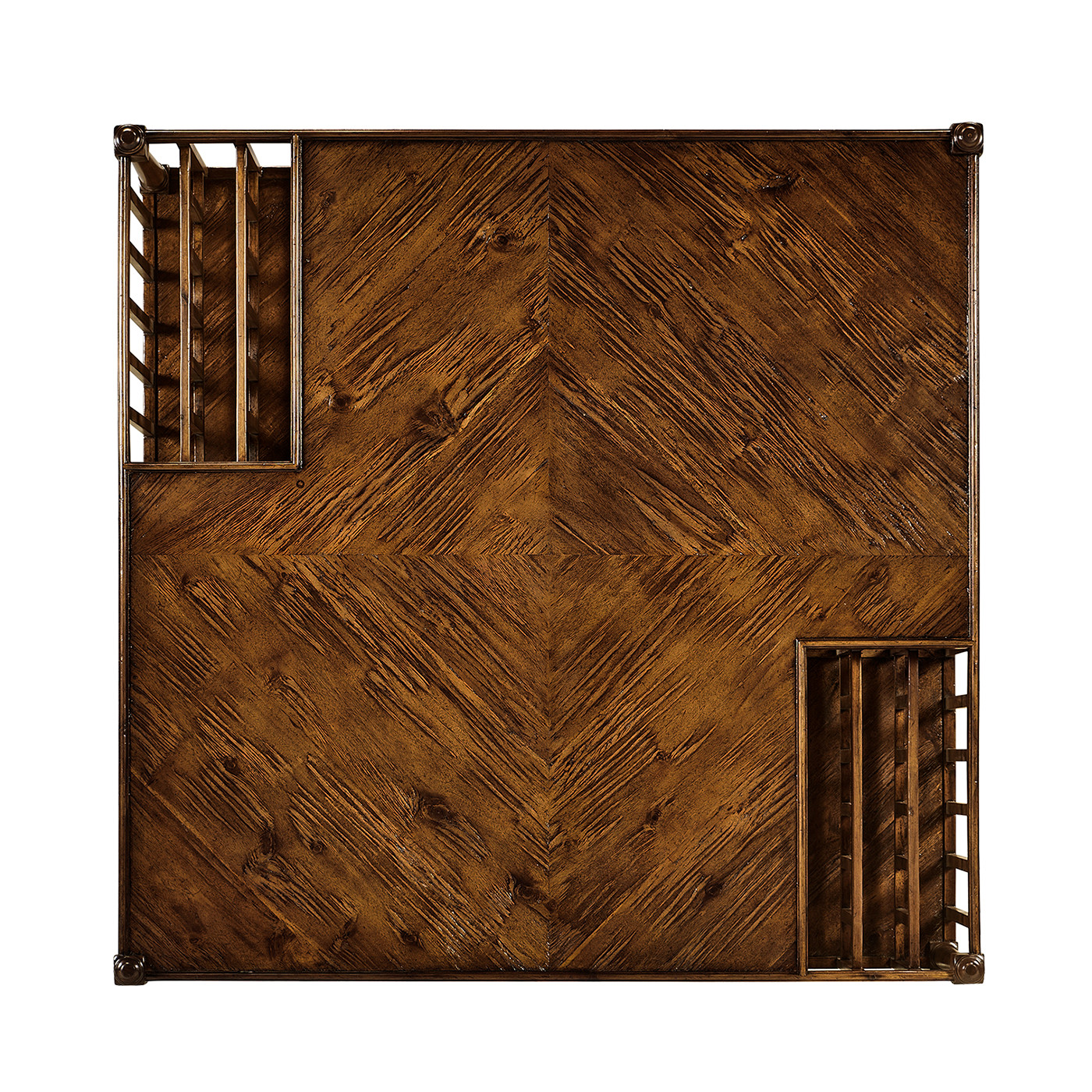 Country Walnut Square Coffee Table with Two Magazine Racks