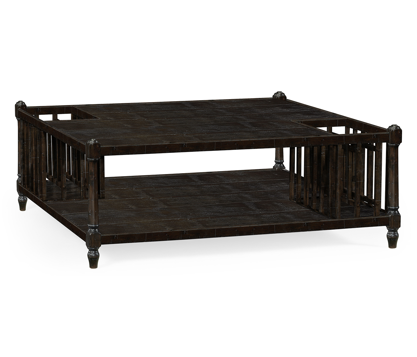 Dark Ale Square Coffee Table with Two Magazine Racks