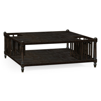 Dark Ale Square Coffee Table with Two Magazine Racks