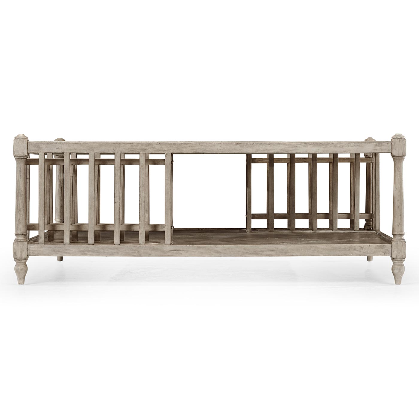 Rustic Grey Square Coffee Table with Magazine Rack