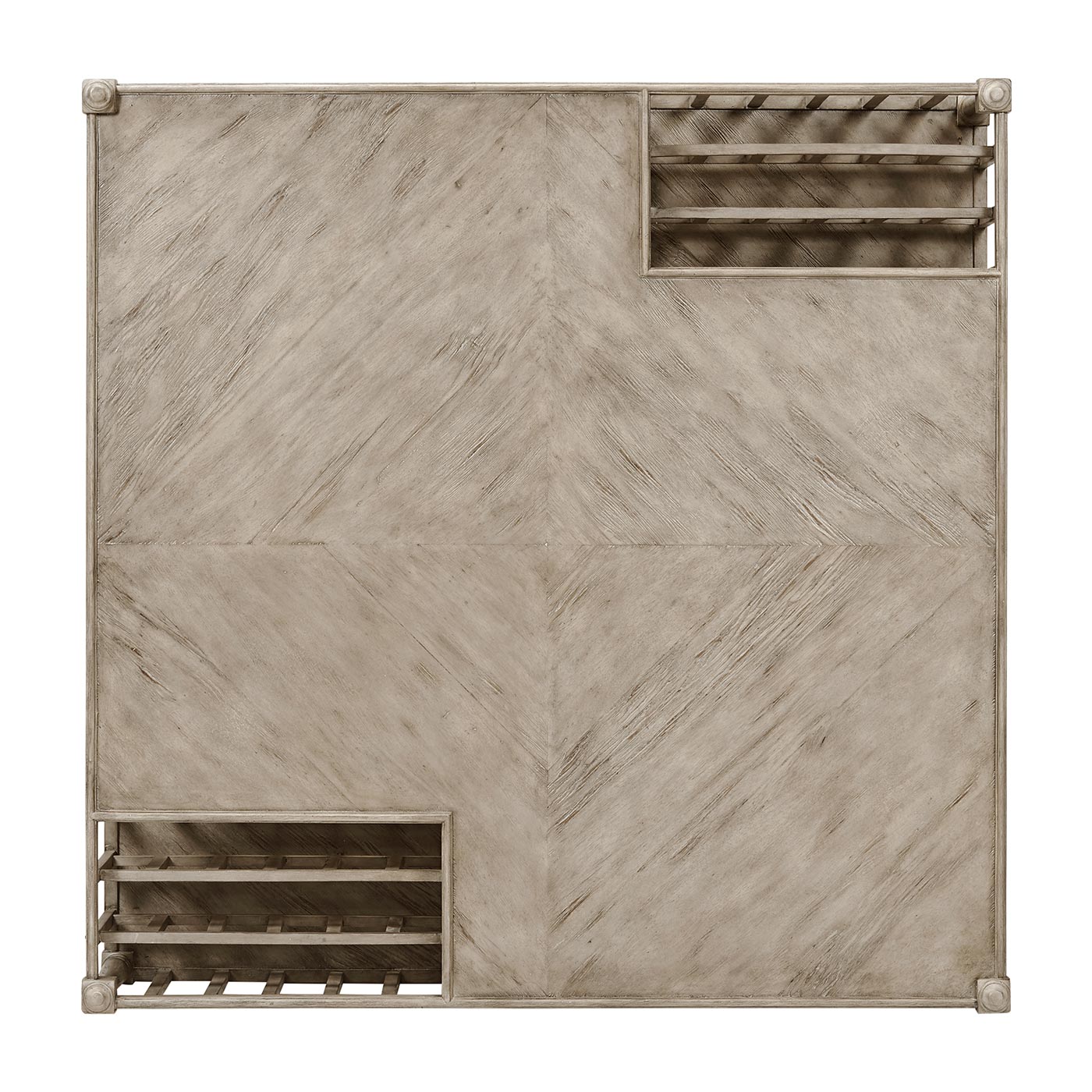 Rustic Grey Square Coffee Table with Magazine Rack