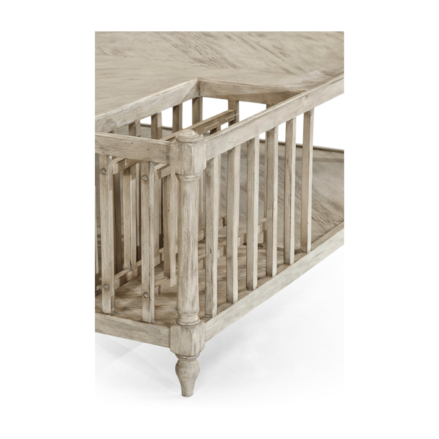 Rustic Grey Square Coffee Table with Magazine Rack