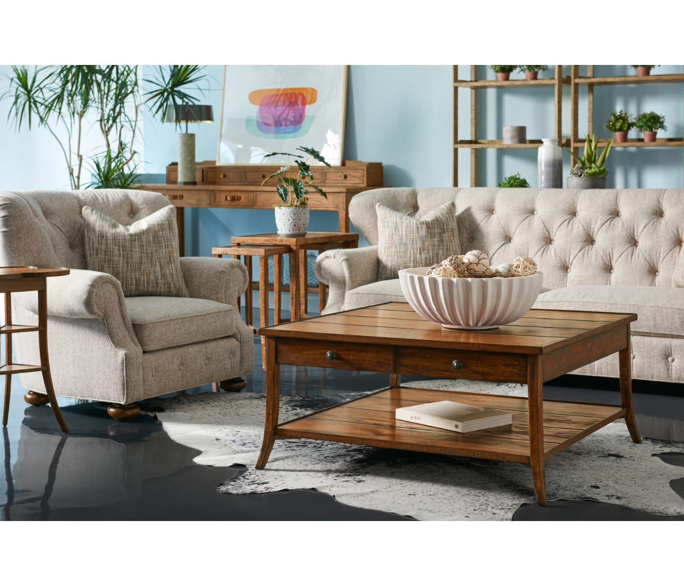 Nesting Cocktail Tables in Country Walnut