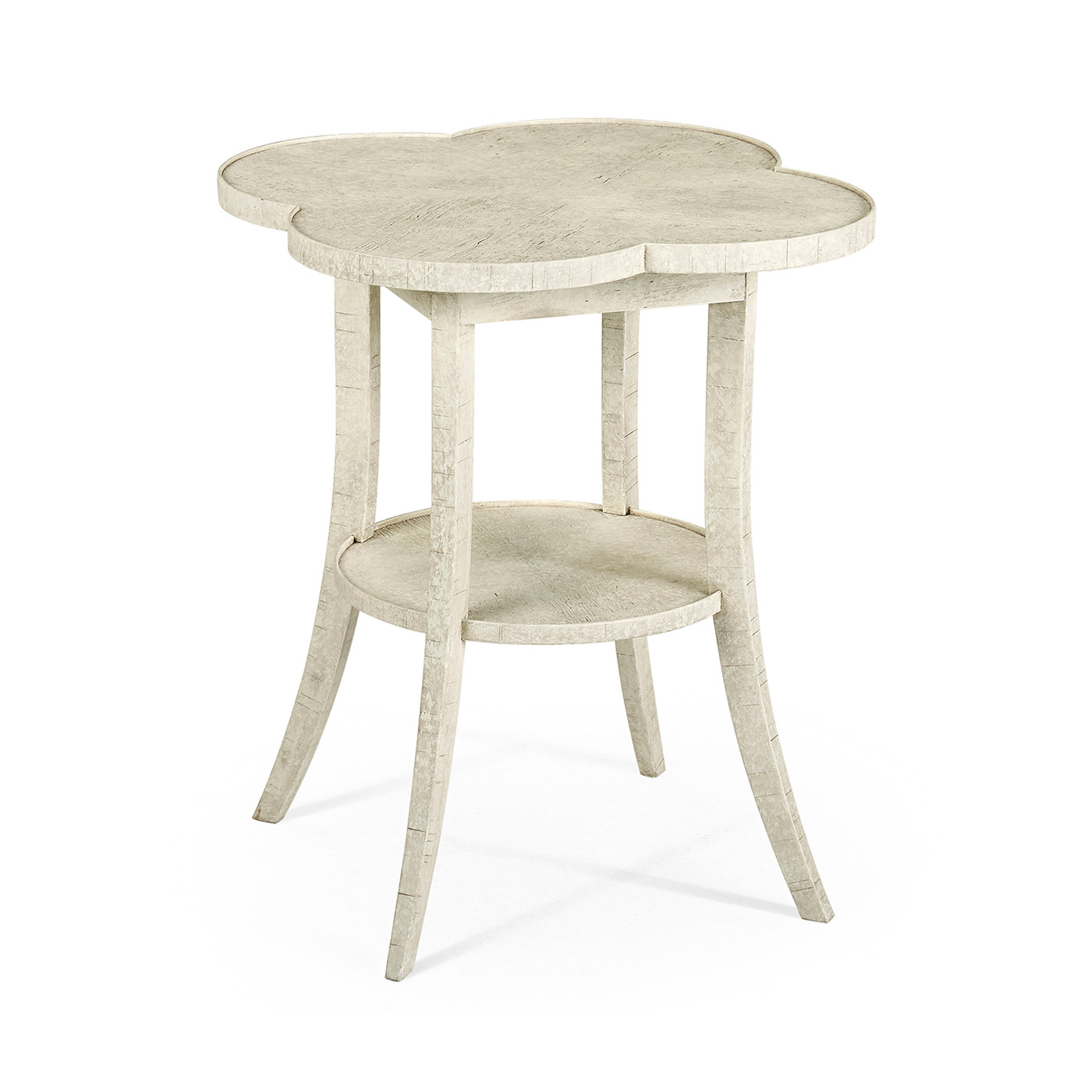 Quatrefoil Lamp Table in Whitewash Driftwood
