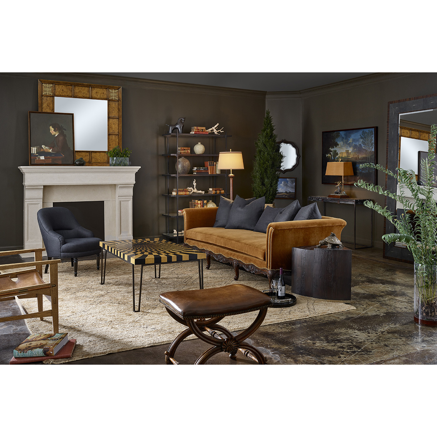 Rustic Grey Simicircular Retracting Side Table