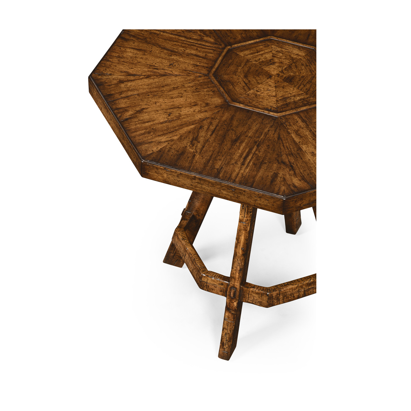 Country Walnut Side Table with Octagonal Top