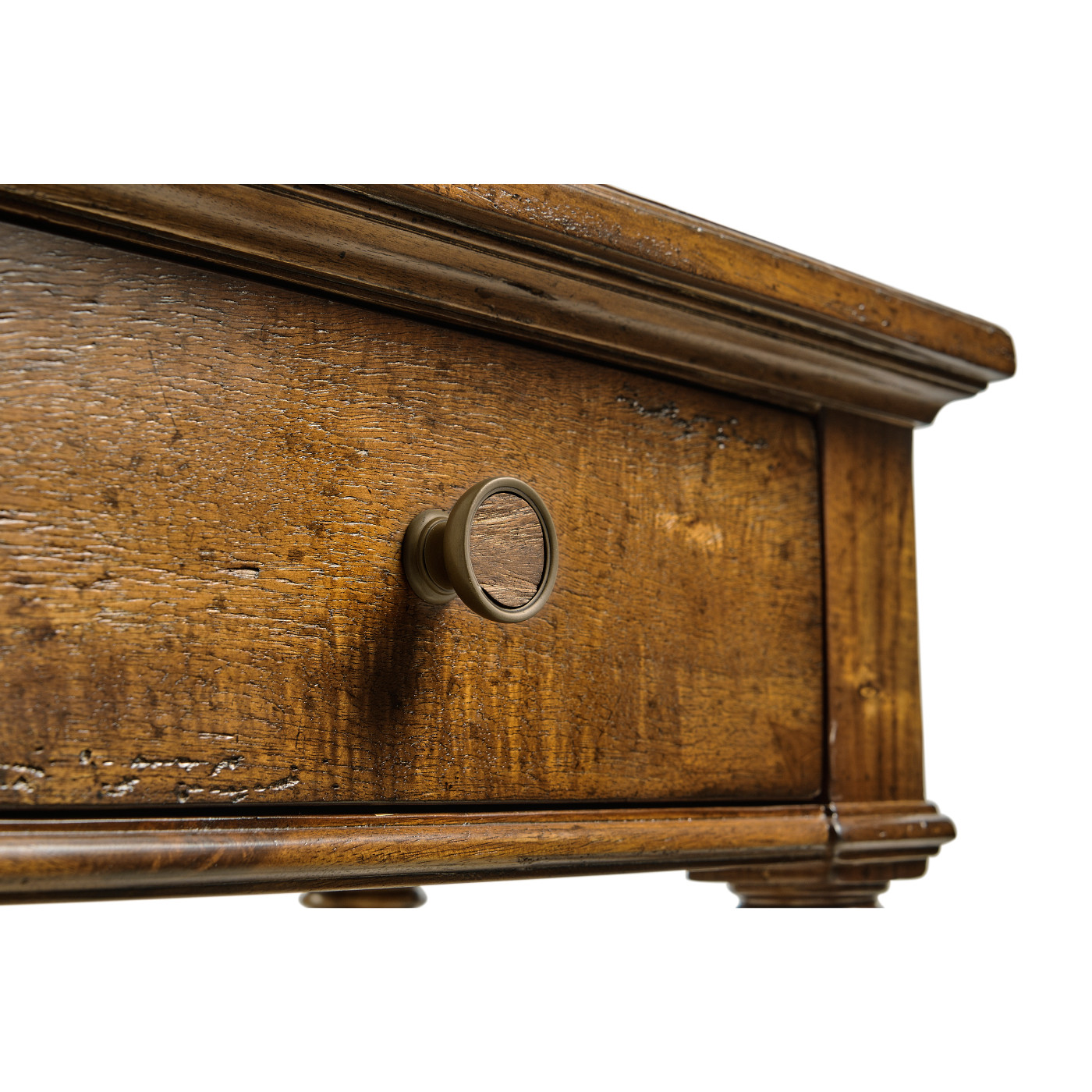 Country Walnut Parquet Double Console Table