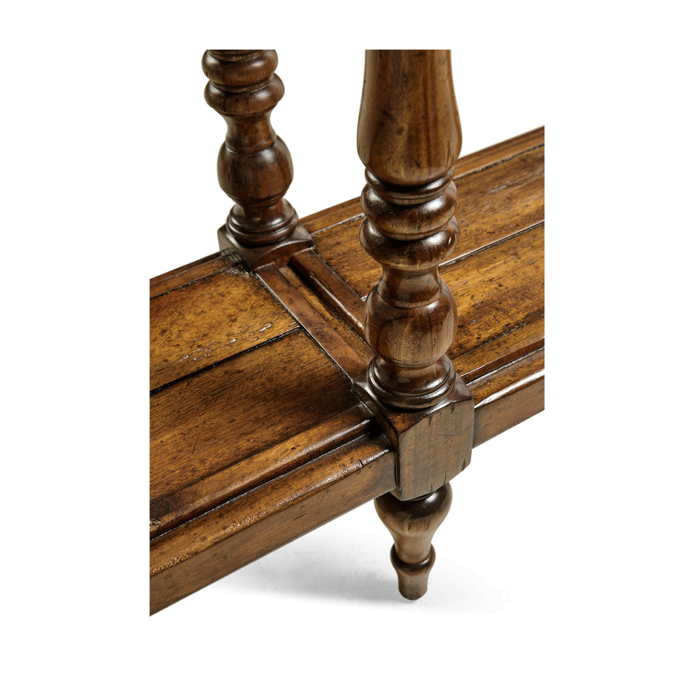 Country Walnut Parquet Double Console Table