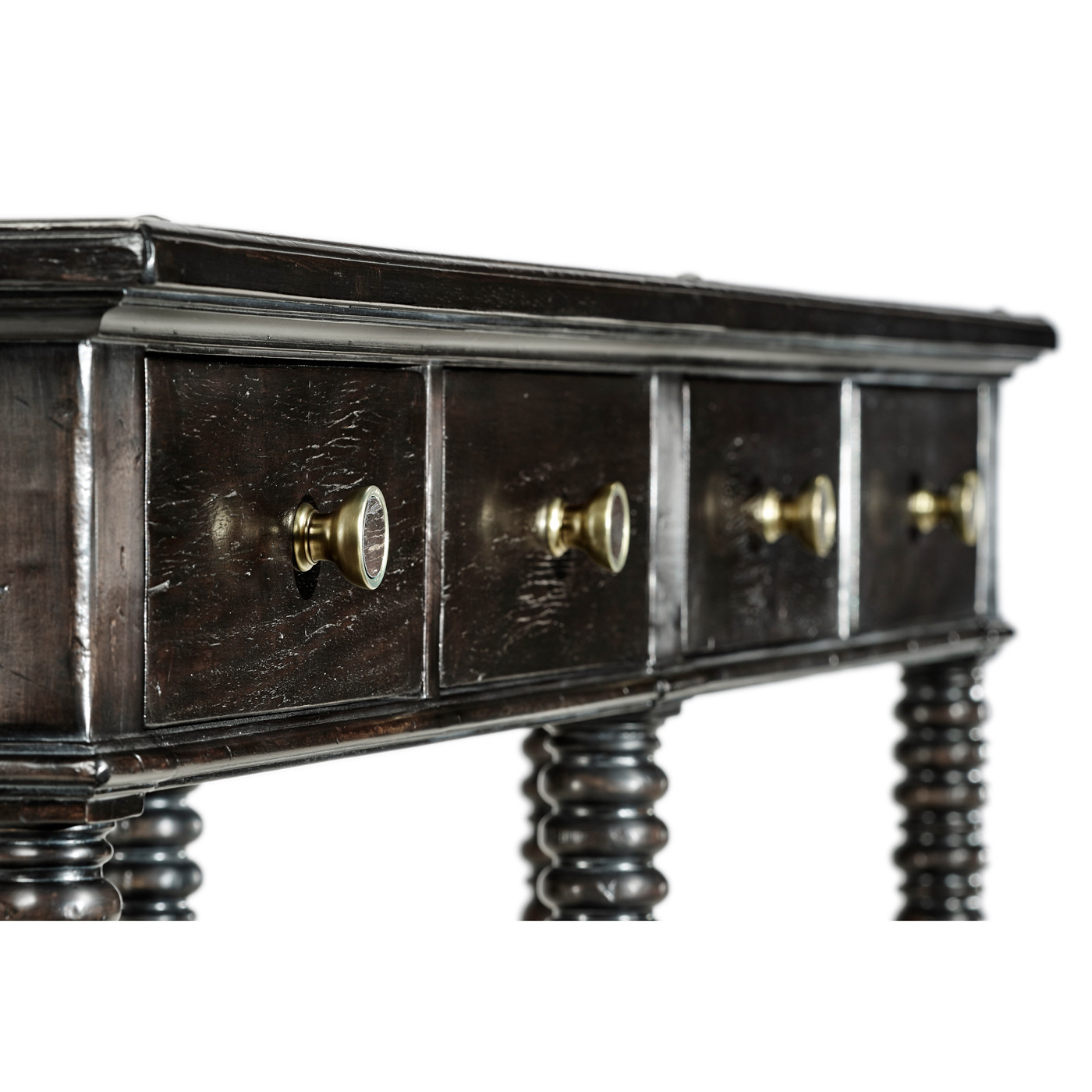 Dark Ale Parquet Double Console Table