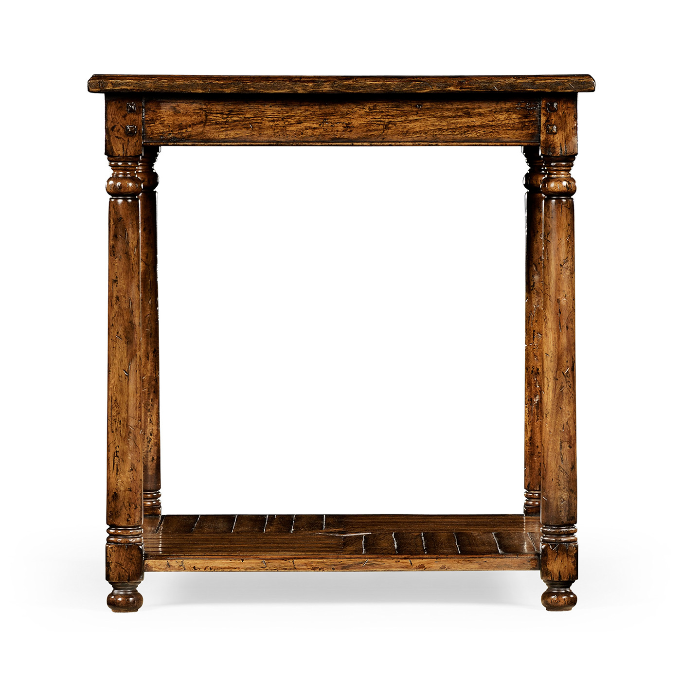 Country Walnut Parquet Square Lamp Table with Contrast Inlay