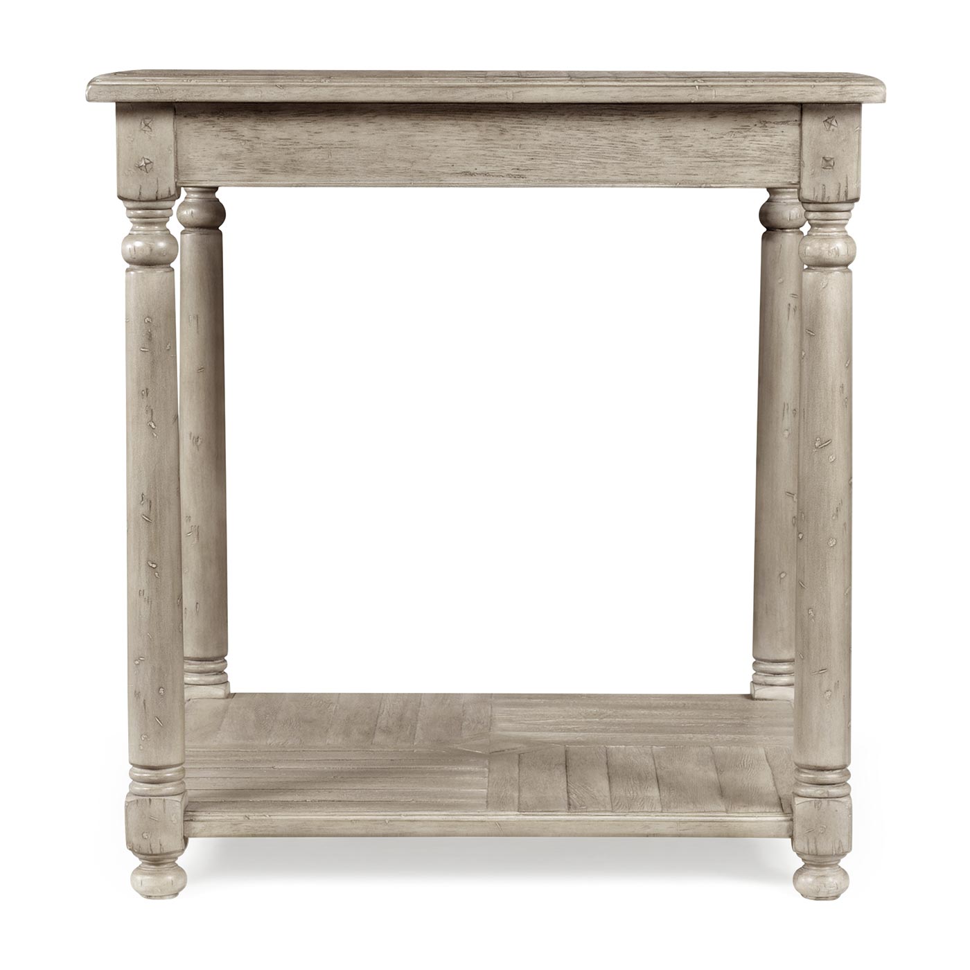 Rustic Grey Parquet Square Lamp Table with Contrast Inlay