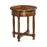 Country walnut parquet round side table with contrast inlay