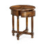 Country walnut parquet round side table with contrast inlay