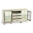 Plank Whitewash Driftwood Low Cabinet & Wine Rack with Strap Handles