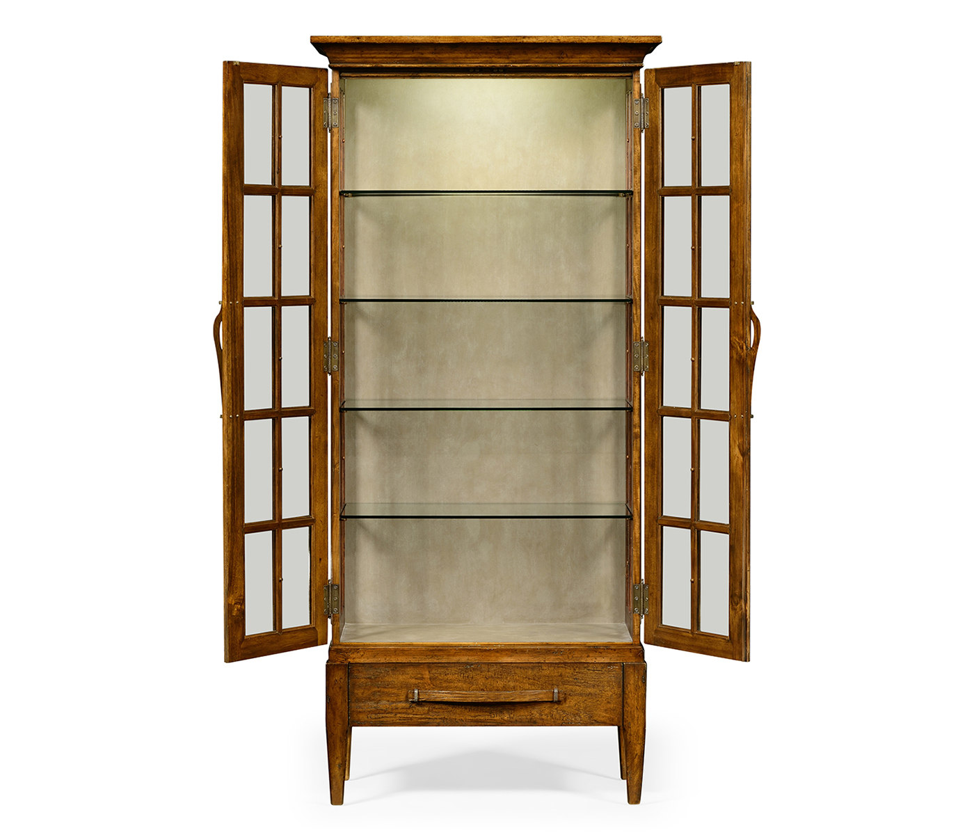 Casual Plank Walnut Tall Glazed Cabinet