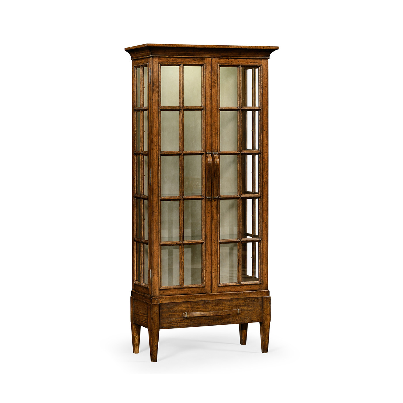 Casual Plank Walnut Tall Glazed Cabinet