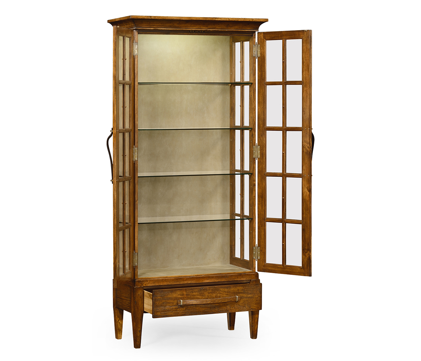 Casual Plank Walnut Tall Glazed Cabinet