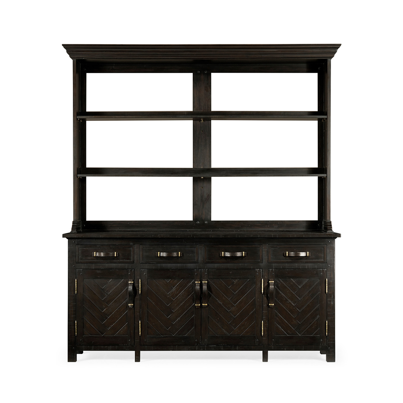 Dark Ale Parquet Welsh Dresser with Strap Handles