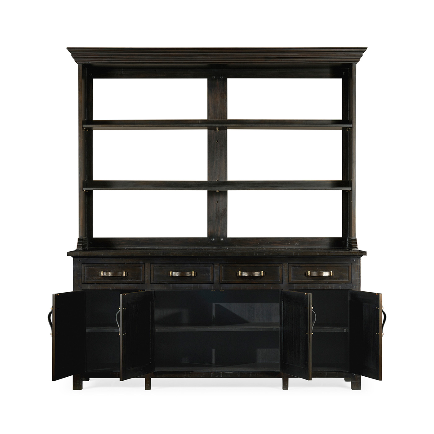 Dark Ale Parquet Welsh Dresser with Strap Handles