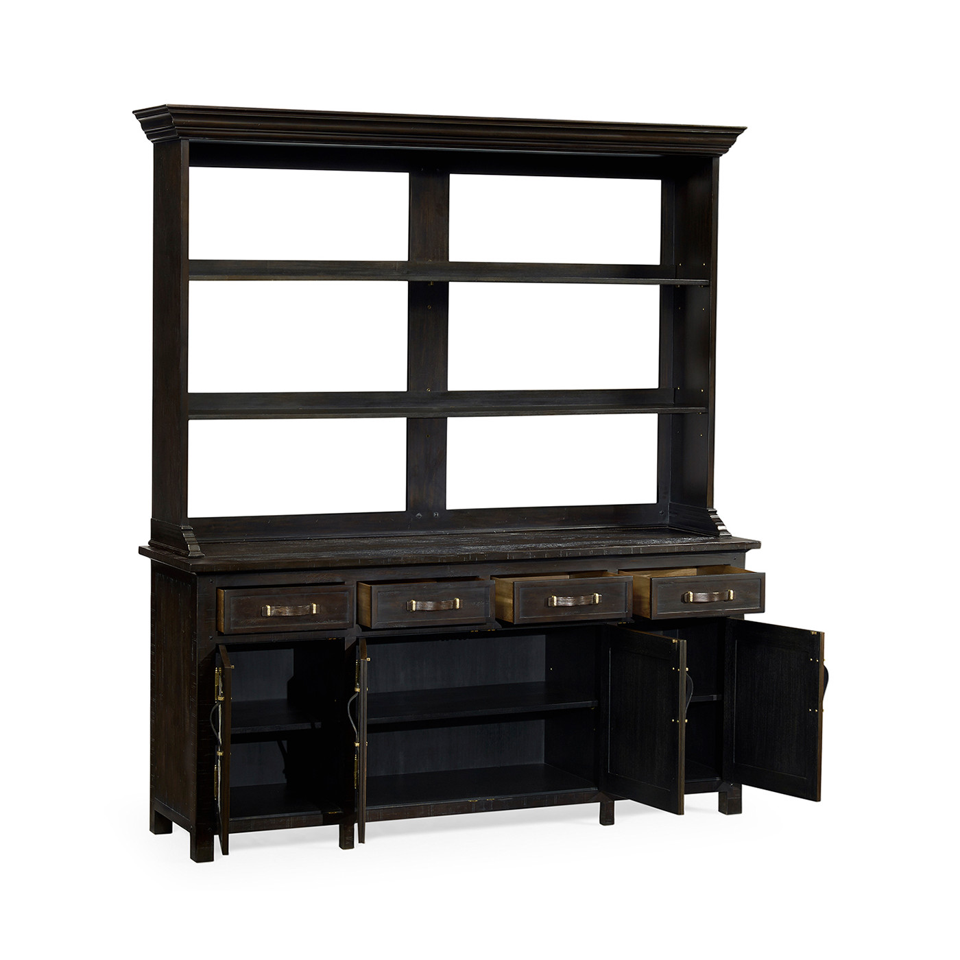 Dark Ale Parquet Welsh Dresser with Strap Handles