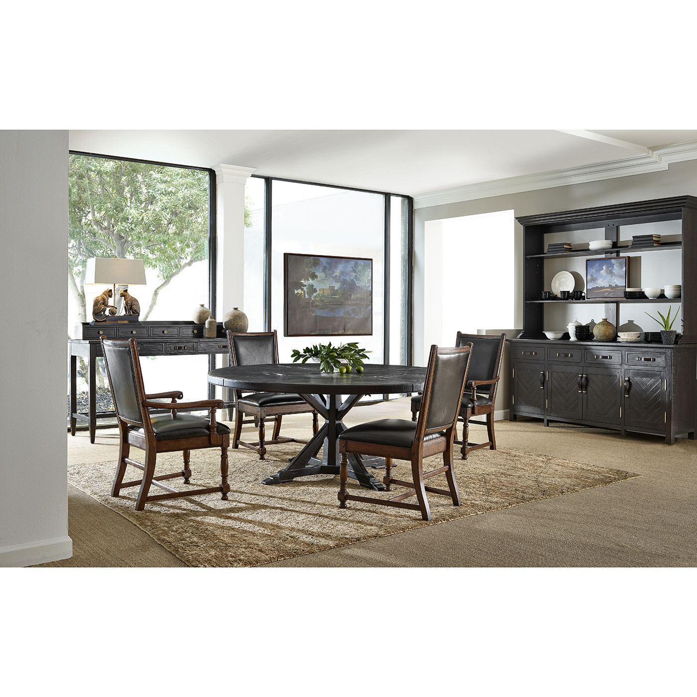 Dark Ale Parquet Welsh Dresser with Strap Handles