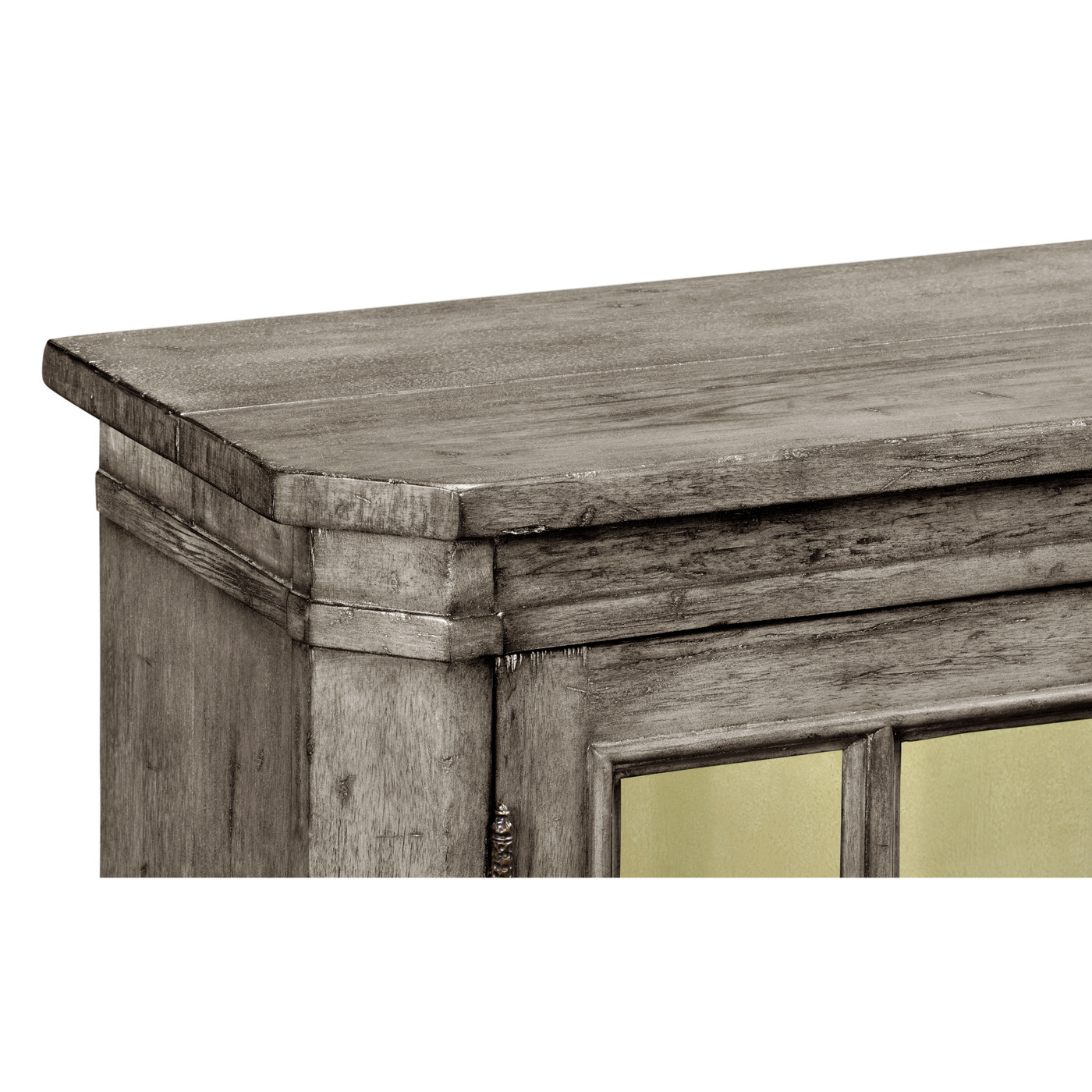 Antique Dark Grey Low Bookcase with Strap Handles