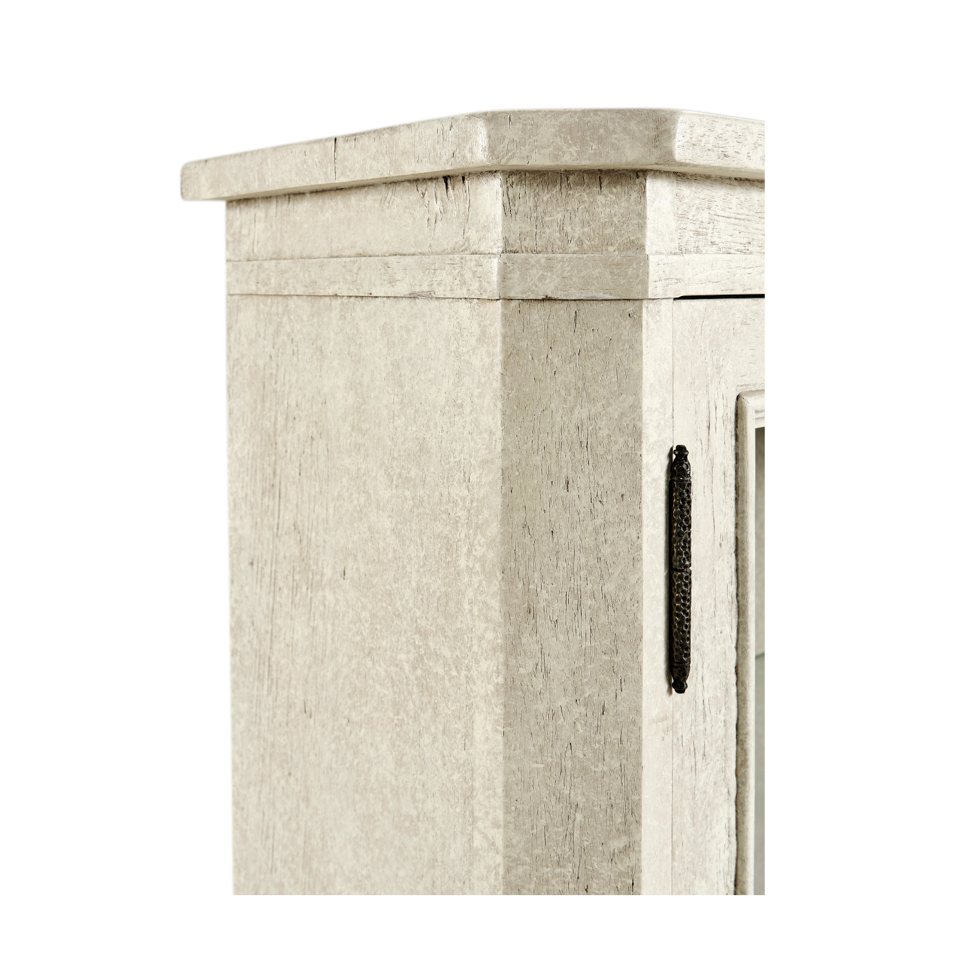 Whitewash Driftwood Low Bookcase with Strap Handles