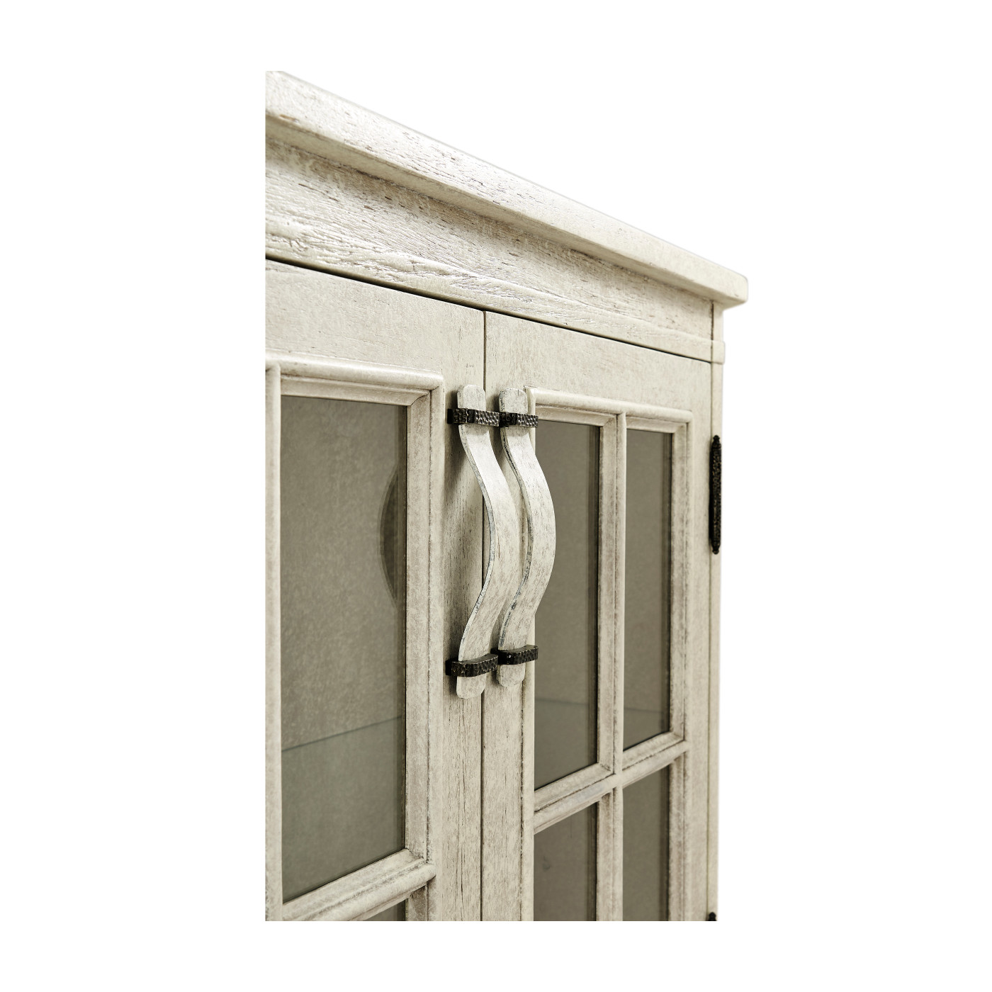 Whitewash Driftwood Low Bookcase with Strap Handles