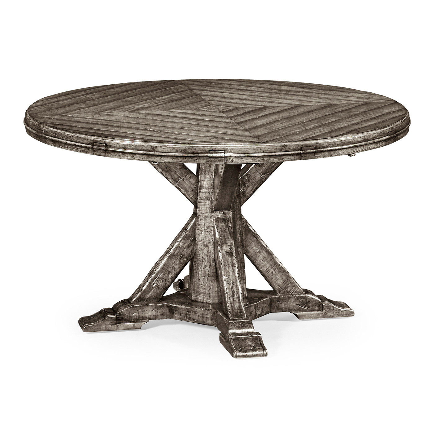 Antique Dark Grey Parquet Round-to-Oval Dining Table 53