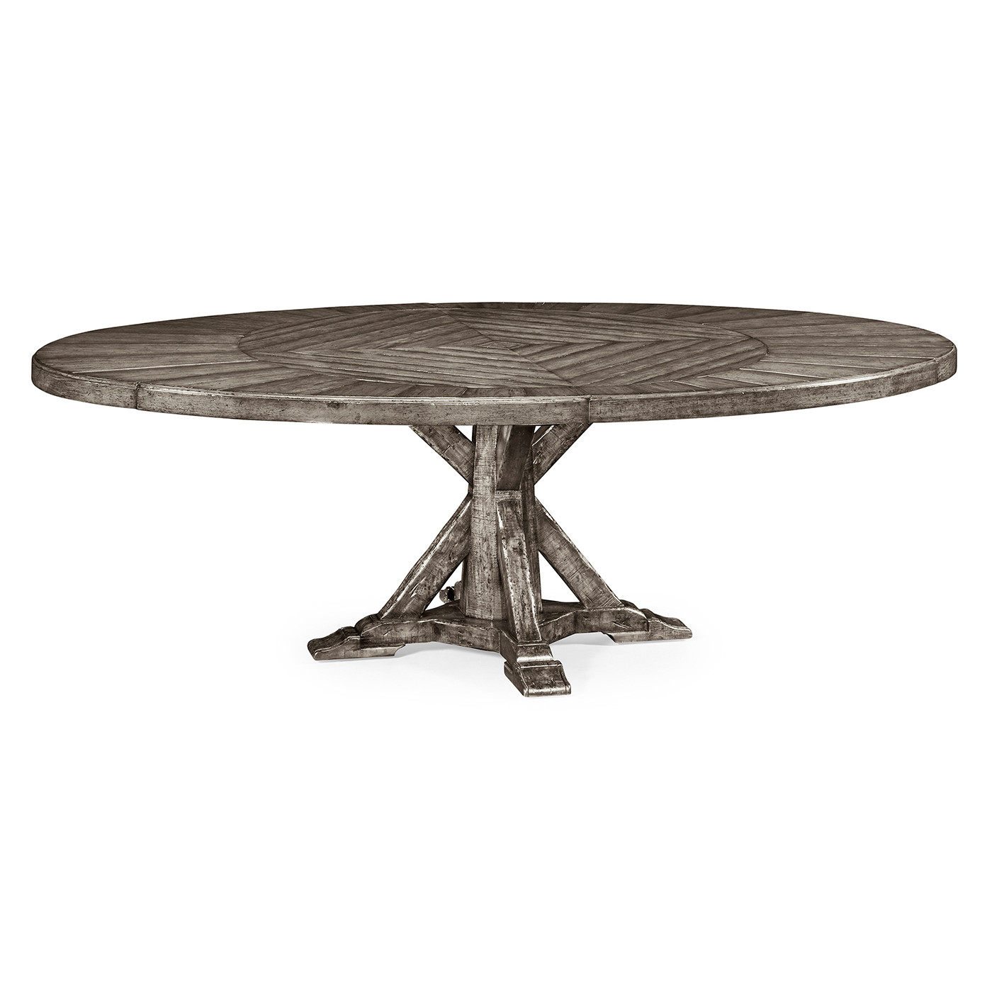 Antique Dark Grey Parquet Round-to-Oval Dining Table 53