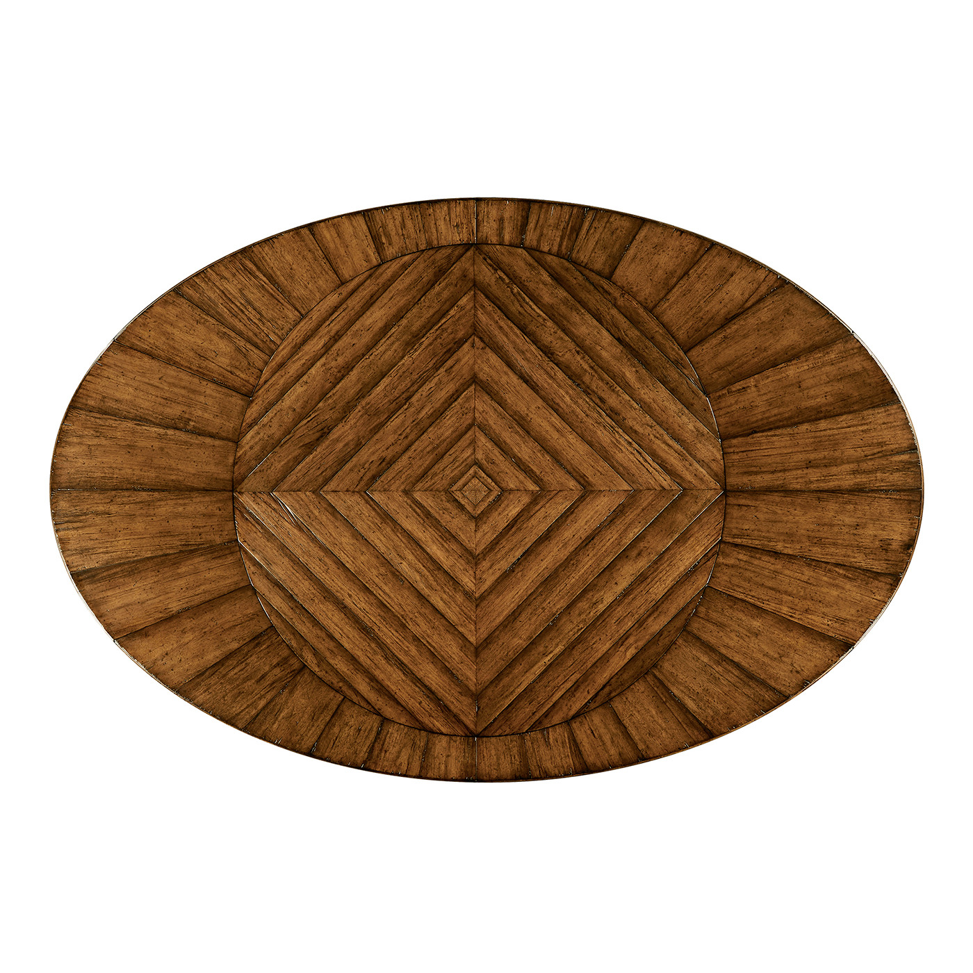 Country Walnut Parquet Round-to-Oval Dining Table 53
