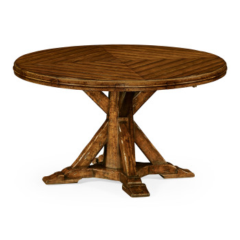 Country Walnut Parquet Round-to-Oval Dining Table 53