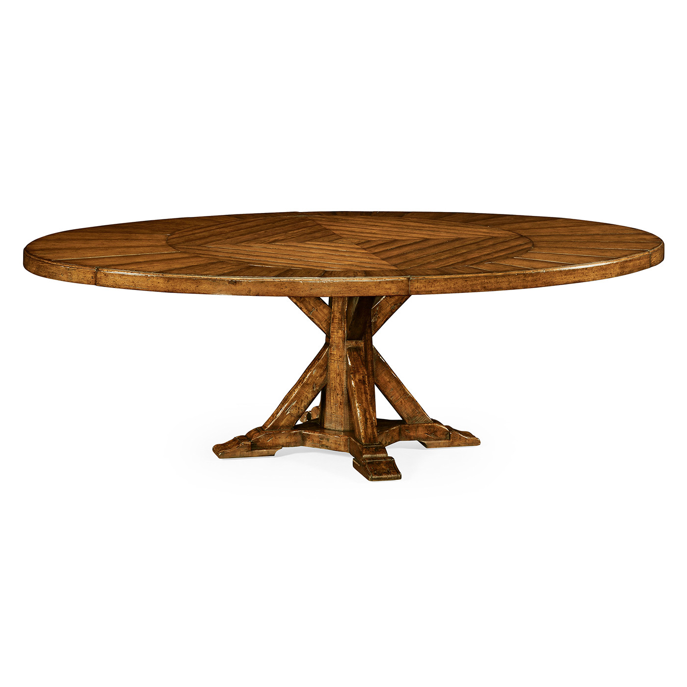 Country Walnut Parquet Round-to-Oval Dining Table 53