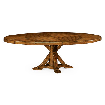 Country Walnut Parquet Round-to-Oval Dining Table 53