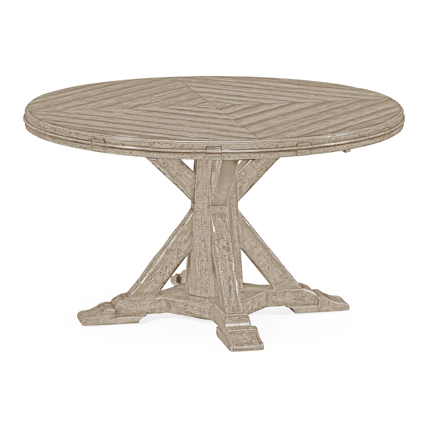 Rustic Grey Parquet Round-to-Oval Dining Table 53