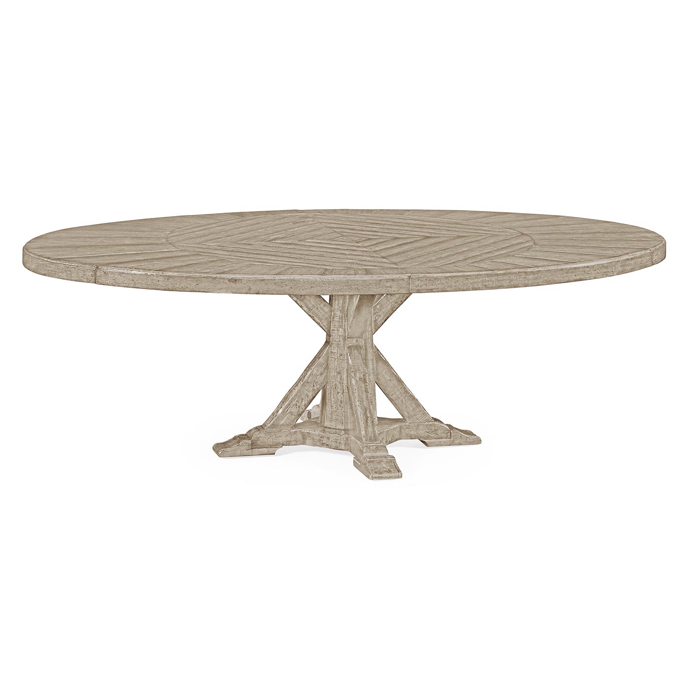 Rustic Grey Parquet Round-to-Oval Dining Table 53